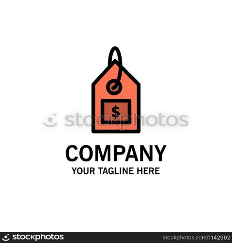 Tag, Dollar, Label, Interface Business Logo Template. Flat Color