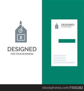 Tag, Dollar, Label, Interface Grey Logo Design and Business Card Template
