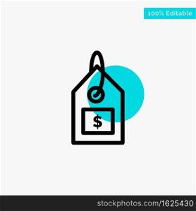 Tag, Dollar, Label, Interface turquoise highlight circle point Vector icon