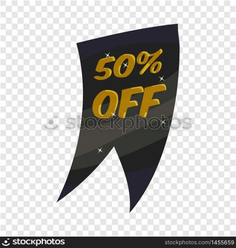 Tag fifty percent discount icon. Cartoon illustration of tag fifty percent discount vector icon for web. Tag fifty percent discount icon, cartoon style