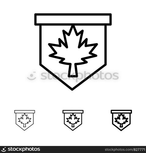 Tag, Leaf, Canada, Sign Bold and thin black line icon set