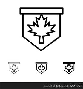 Tag, Leaf, Canada, Sign Bold and thin black line icon set