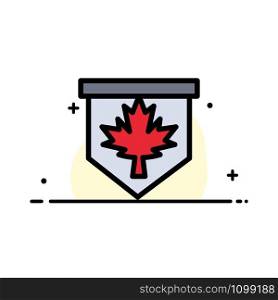 Tag, Leaf, Canada, Sign Business Flat Line Filled Icon Vector Banner Template