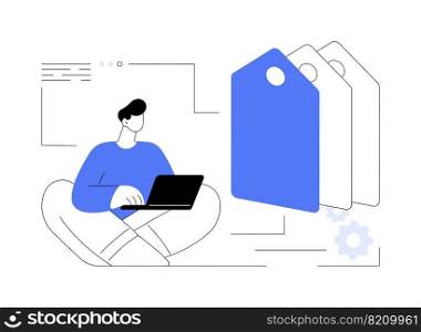 Tag management abstract concept vector illustration. Tag management system, e-marketing tagging tool, data collection code, analytics software manager, e-commerce tracking abstract metaphor.. Tag management abstract concept vector illustration.