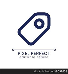 Tag pixel perfect linear ui icon. Marking important materials. Digital tool. GUI, UX design. Outline isolated user interface element for app and web. Editable stroke. Poppins font used. Tag pixel perfect linear ui icon