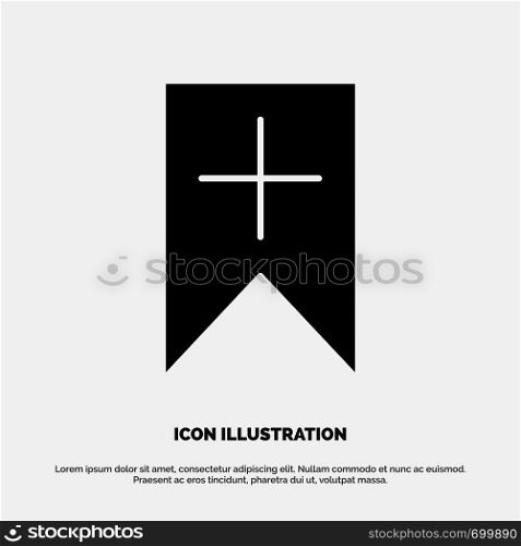 Tag, Plus, Interface, User solid Glyph Icon vector