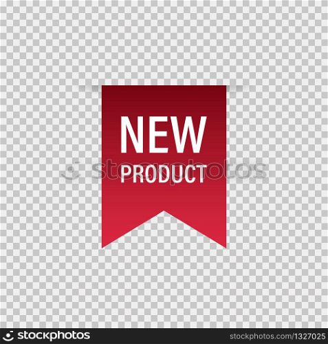 Tag ribbon New product red vector isolated design element. Banner sale tag. Product advertising. Label new icon. EPS 10