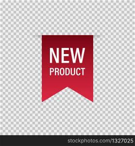 Tag ribbon New product red vector isolated design element. Banner sale tag. Product advertising. Label new icon. EPS 10
