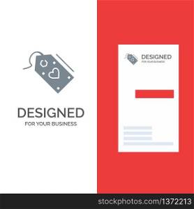 Tag, Sale, Valentine, Discount, Offer Grey Logo Design and Business Card Template