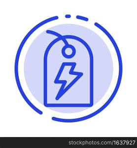 Tag, Sign, Power, Energy Blue Dotted Line Line Icon