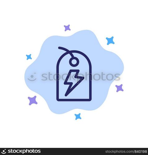 Tag, Sign, Power, Energy Blue Icon on Abstract Cloud Background