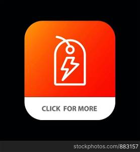 Tag, Sign, Power, Energy Mobile App Button. Android and IOS Line Version