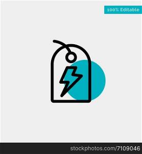 Tag, Sign, Power, Energy turquoise highlight circle point Vector icon