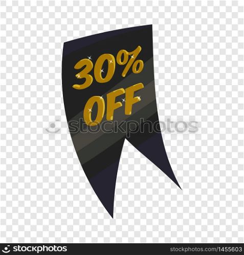 Tag thirty percent discount icon. Cartoon illustration of tag thirty percent discount vector icon for web. Tag thirty percent discount icon, cartoon style