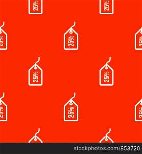 Tag with 25 discount pattern repeat seamless in orange color for any design. Vector geometric illustration. Tag with 25 discount pattern seamless