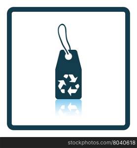 Tag with recycle sign icon. Shadow reflection design. Vector illustration.