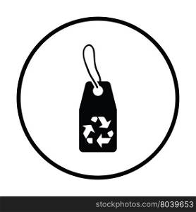 Tag with recycle sign icon. Thin circle design. Vector illustration.