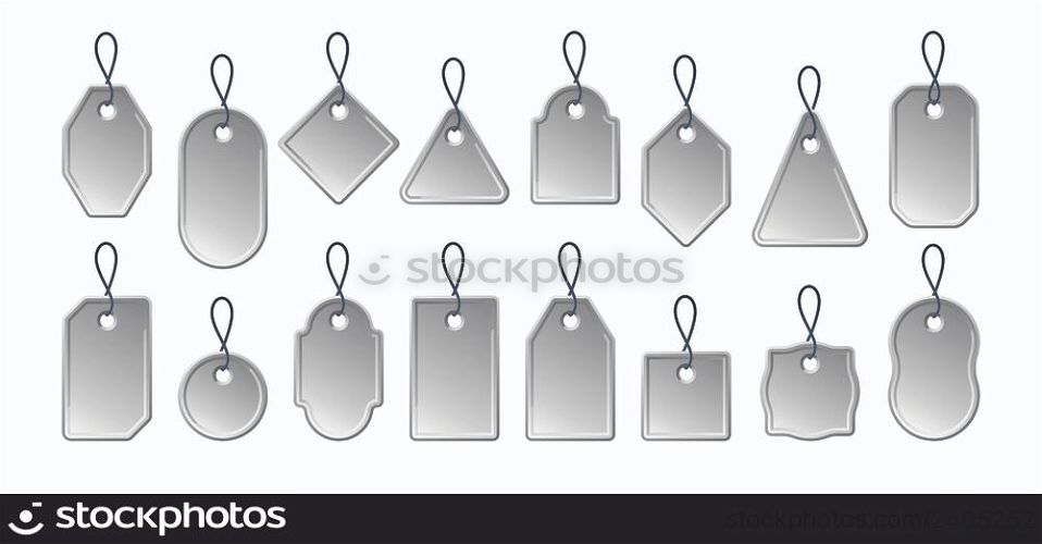 Tags templates. Marketing empty etiquetas for cardboard boxes garish vector illustrations for advertising. Empty tag and blank, price label. Tags templates. Marketing empty etiquetas for cardboard boxes garish vector illustrations for advertising