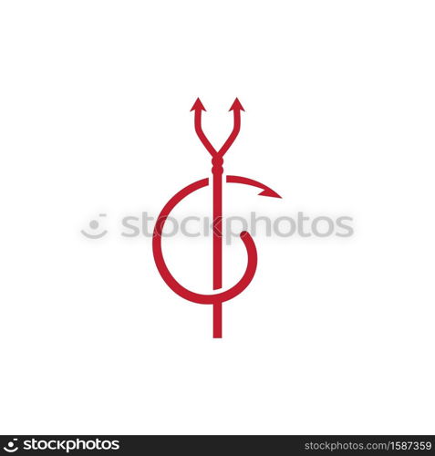 Tail and trident Devil ilustration vector template Design