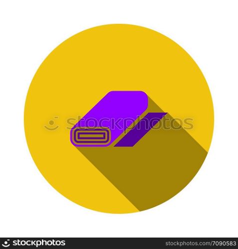 Tailor Cloth Roll Icon. Flat Circle Stencil Design With Long Shadow. Vector Illustration.