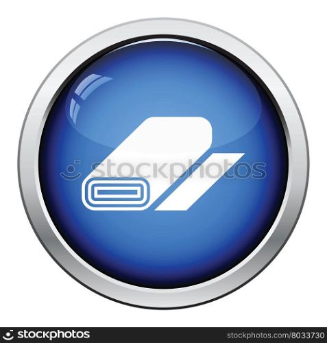 Tailor cloth roll icon. Glossy button design. Vector illustration.