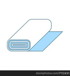 Tailor Cloth Roll Icon. Thin Line With Blue Fill Design. Vector Illustration.