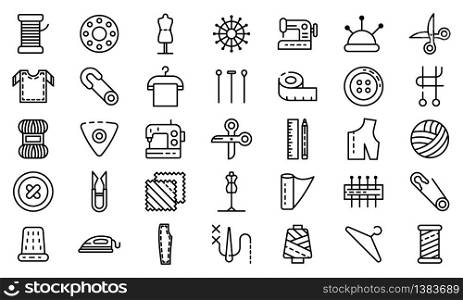 Tailor icons set. Outline set of tailor vector icons for web design isolated on white background. Tailor icons set, outline style