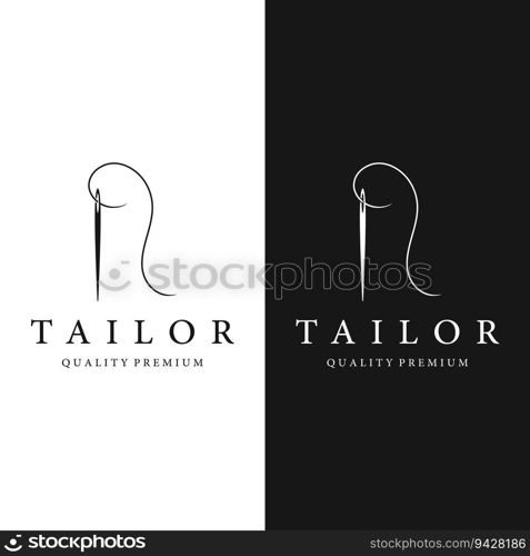 Tailor logo design with needle and thread concept.Logo for tailor, clothes, boutique.