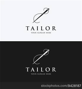 Tailor logo design with needle and thread concept.Logo for tailor, clothes, boutique.