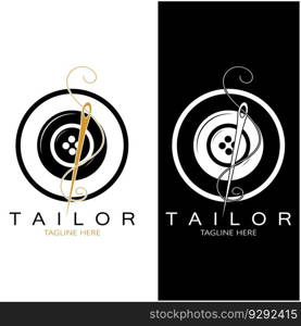 tailor logo icon illustration template combination of buttons for clothes, thread and sewing machine, for clothing product design, convection companies, fashion in vector form