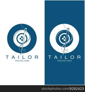 tailor logo icon illustration template combination of buttons for clothes, thread and sewing machine, for clothing product design, convection companies, fashion in vector form