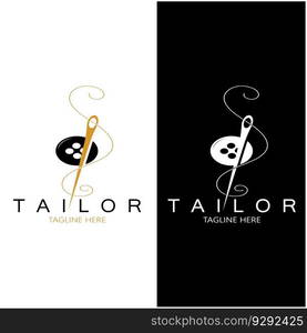 tailor logo icon illustration template combination of buttons for clothes, thread and sewing machine, for clothing product design, convection companies, fashion in vector form