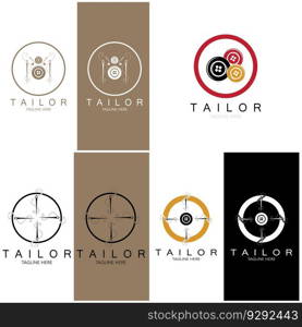 tailor logo icon illustration template combination of buttons for clothes, thread and sewing machine, for clothing product design, convection companies, fashion in vector form