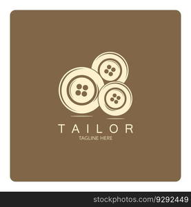 tailor logo icon illustration template combination of buttons for clothes, thread and sewing machine, for clothing product design, convection companies, fashion in vector form