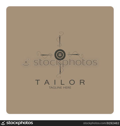 tailor logo icon illustration template combination of buttons for clothes, thread and sewing machine, for clothing product design, convection companies, fashion in vector form