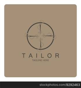 tailor logo icon illustration template combination of buttons for clothes, thread and sewing maχ≠, for clothing∏uct design, convection companies, fashion in vector form