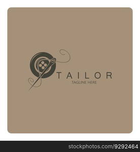 tailor logo icon illustration template combination of buttons for clothes, thread and sewing machine, for clothing product design, convection companies, fashion in vector form