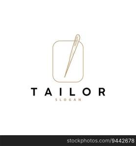 Tailor Logo, Needle and Thread Vector, Retro Vintage Simple Minimalist Old Inspiration Design