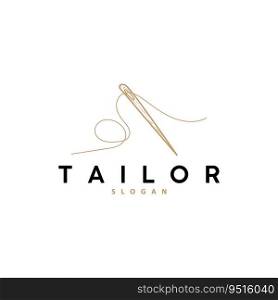 Tailor Logo, Needle and Thread Vector, Retro Vintage Simple Minimalist Old Inspiration Design