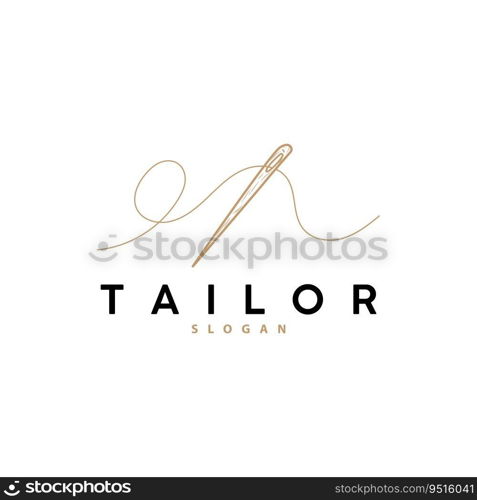 Tailor Logo, Needle and Thread Vector, Retro Vintage Simple Minimalist Old Inspiration Design