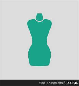 Tailor mannequin icon. Gray background with green. Vector illustration.
