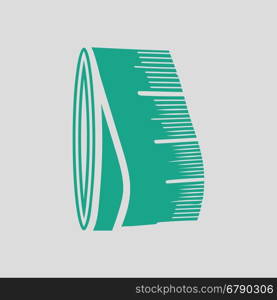 Tailor measure tape icon. Gray background with green. Vector illustration.