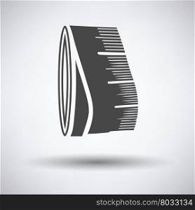 Tailor measure tape icon on gray background, round shadow. Vector illustration.