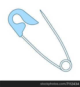 Tailor Safety Pin Icon. Thin Line With Blue Fill Design. Vector Illustration.