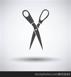 Tailor scissor icon on gray background, round shadow. Vector illustration.