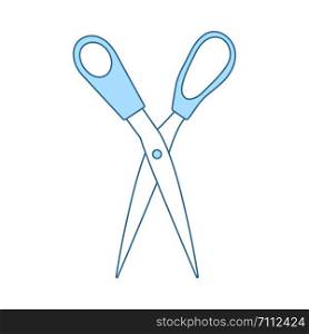 Tailor Scissor Icon. Thin Line With Blue Fill Design. Vector Illustration.
