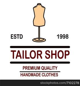 Tailor shop emblem template. Design element for logo, label, sign, poster. Vector illustration
