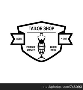 Tailor shop emblem template. Design element for logo, label, sign, poster. Vector illustration