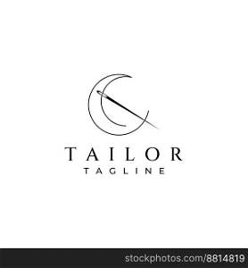 Tailor silhouette logo with≠ed≤, thread, benik and sewing maχ≠markings. Logo design for tailors, fashion, boutiques and other clothing companies.