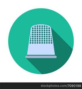 Tailor Thimble Icon. Flat Circle Stencil Design With Long Shadow. Vector Illustration.